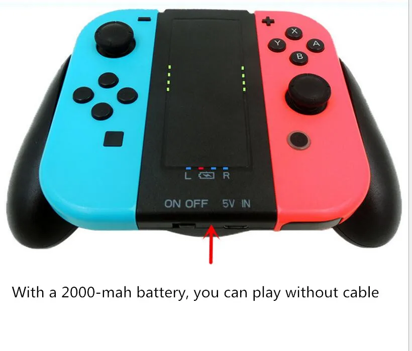 Joy Con Charging Grip with Build in 2000mAh Battery, Portable Charger