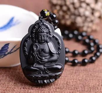 

Natural obsidian eight patron saint Amitabha is a pig dog pendant o14#