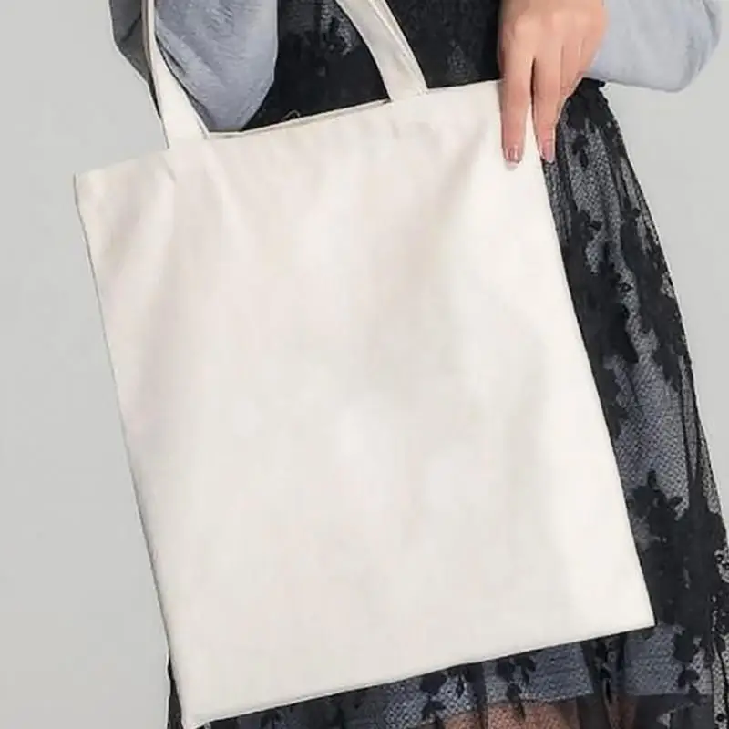 

White Solid Canvas Tote Bag Shoulder Bags Eco Shopping Bag Daily Use Foldable Crossbody Bags Purses Casual Handbag #11