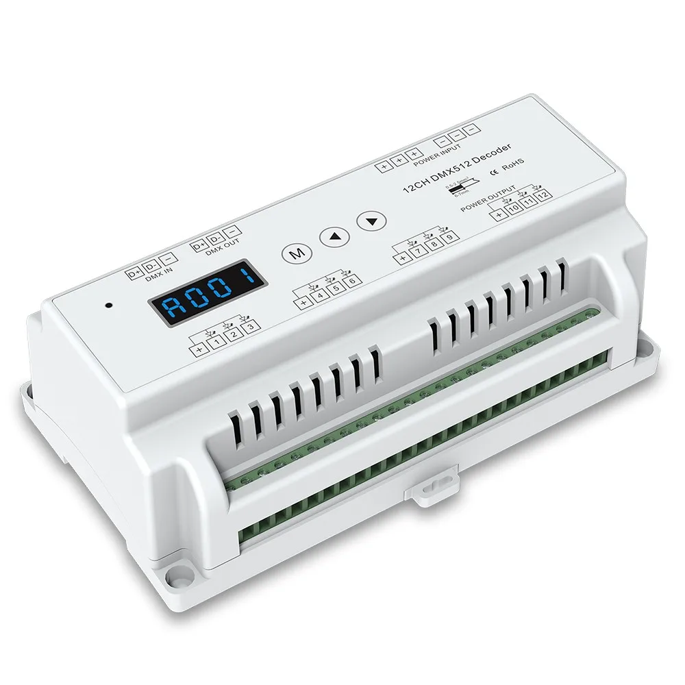 Акция! 12 канальный декодер CVDMX512; DC5-24V вход; 5А* 12CH выход с дисплеем для Настройка адреса DMX