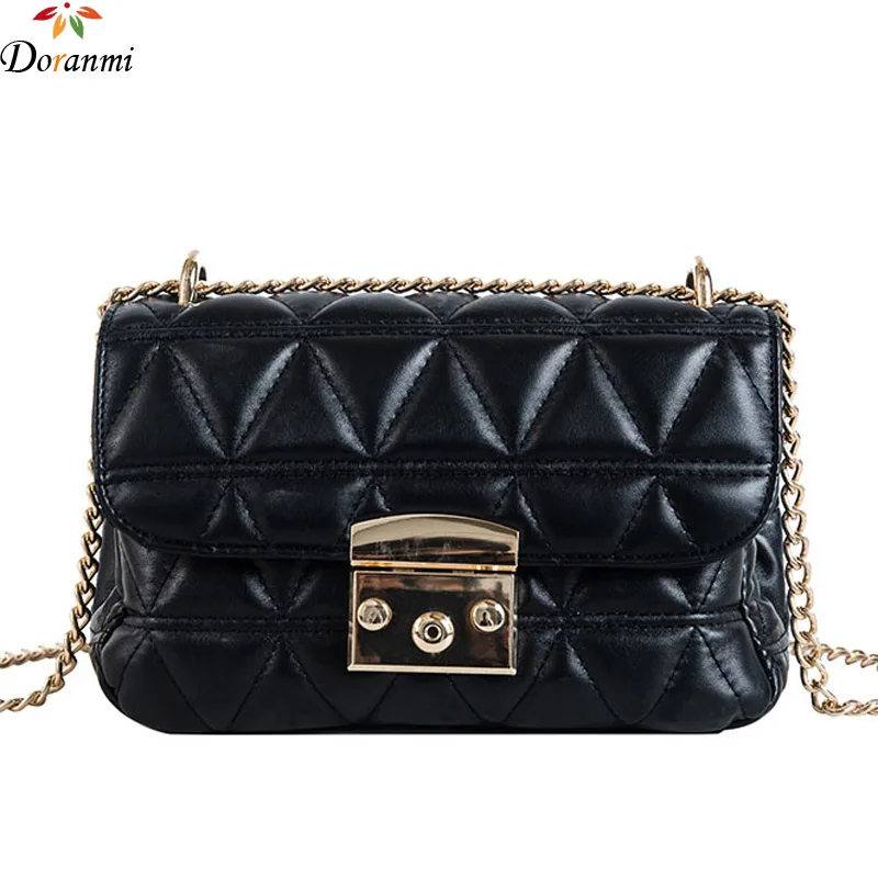 

DORANMI Leather Flap Women's Bag 2019 Fashion Chain Strap Shoulder Bag Diamond Lattice Square Crossbody Bags Female Bolsa DJB155