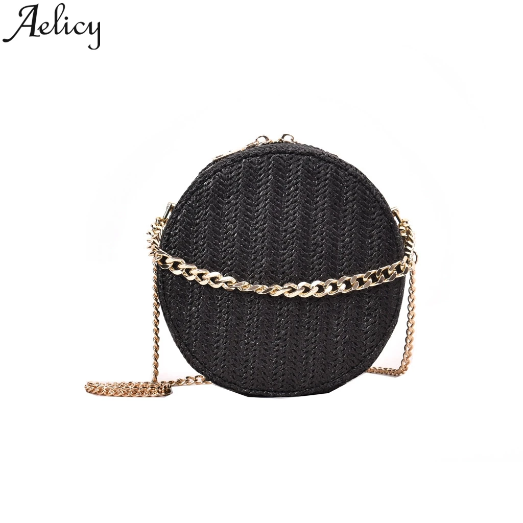 

Aelicy Women Weave Shoulder Bags Clutch Bag For Women Messenger Bags Leather Handbag Chain Shoulder Casual Handbag Straw Bag
