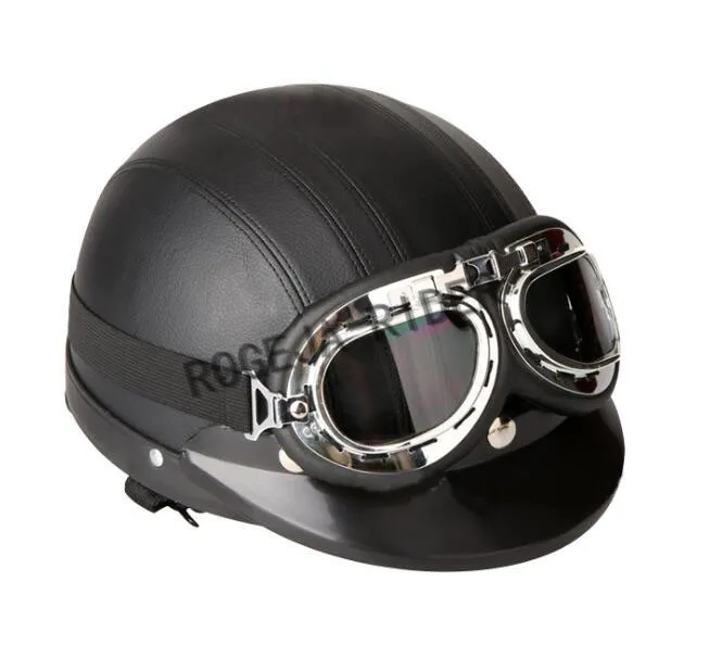 

Half Motorcycle Helmet Open Face Electric Bicycle Casque Goggles Visor For Scooter Cycling Touring vintage Helmet For Harley