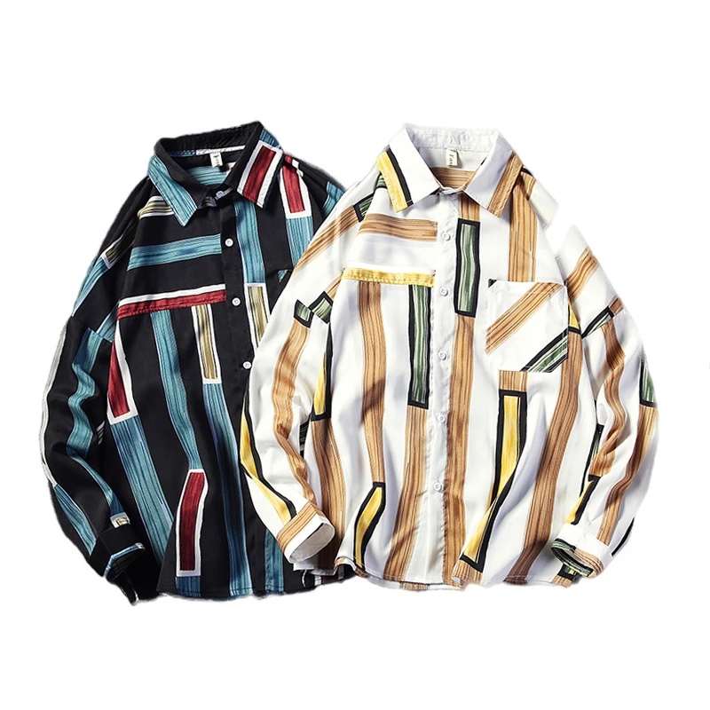 Мужская рубашка в полоску с длинным рукавом большого размера 5xl 2019|Повседневные