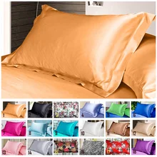 Funda de almohada de satén de seda, emulación pura, Multicolor, 48x74cm, 1 unidad