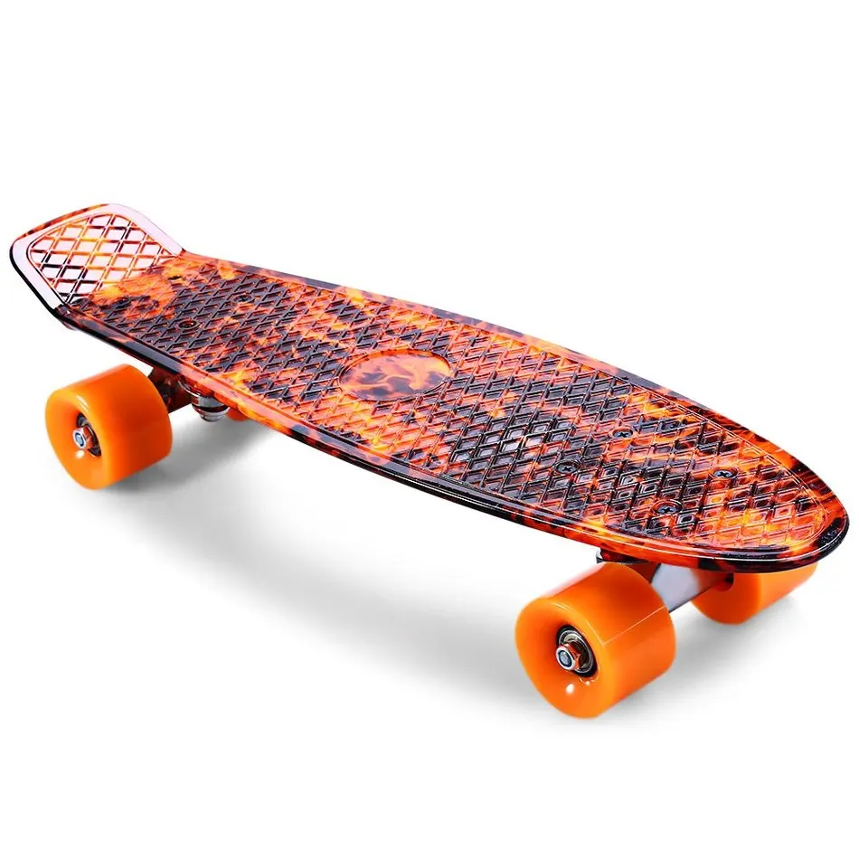 Planche à roulettes de Faction d'outlife imprimant les planches à roulettes complètes de modèle de flamme de feu de l'enfer 22 Inch rétro croiseur Longboard Skatecycle - 2