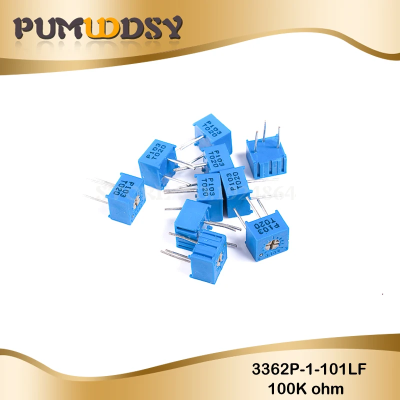 

10PCS 3362P-1-104LF 3362P 100K ohm 3362P-1-104 3362P-104 3362 P104 104 Trimpot Trimmer Potentiometer Variable resistor