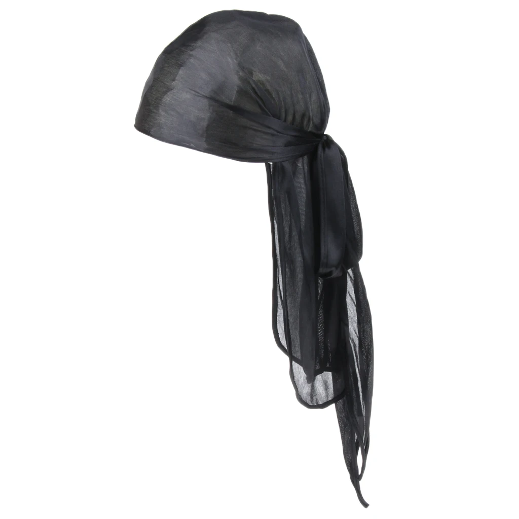 Unisex Soft, Bandana Hat Silky Durag Long Tail Headwrap Biker Chemo Head Cover Cap for Camping Hiking Fishing Boating Access