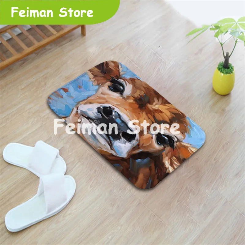 cheap Doormat for Entrance Door Cow Print Foot Hallway Mat Absorbant Bath Floor Anti Slip Welcome Mats for Kitchen Carpet Rug Indoor