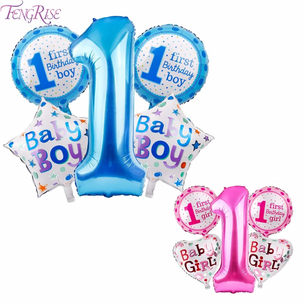 

FENGRISE 1st Birthday Balloons Happy Birthday Balloon Blue Pink Letter 1 Anniversary Boy Kids I Am One Baby Shower Decoration