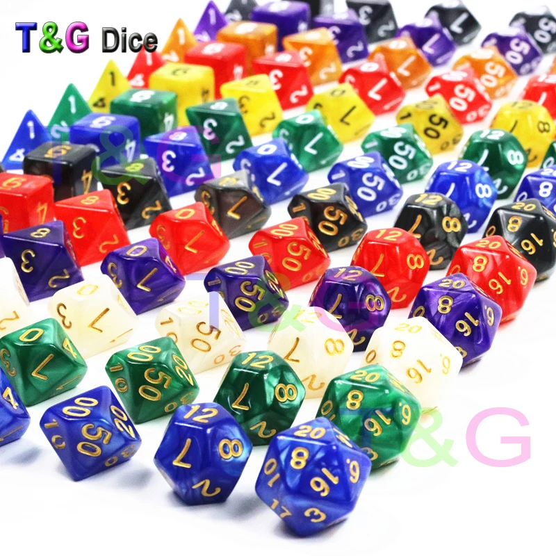 

Top 7pc/lot dice set High quality Multi-Sided Dice with marble effect d4 d6 d8 d10 d12 d20 DUNGEON and DRAGONS rpg game