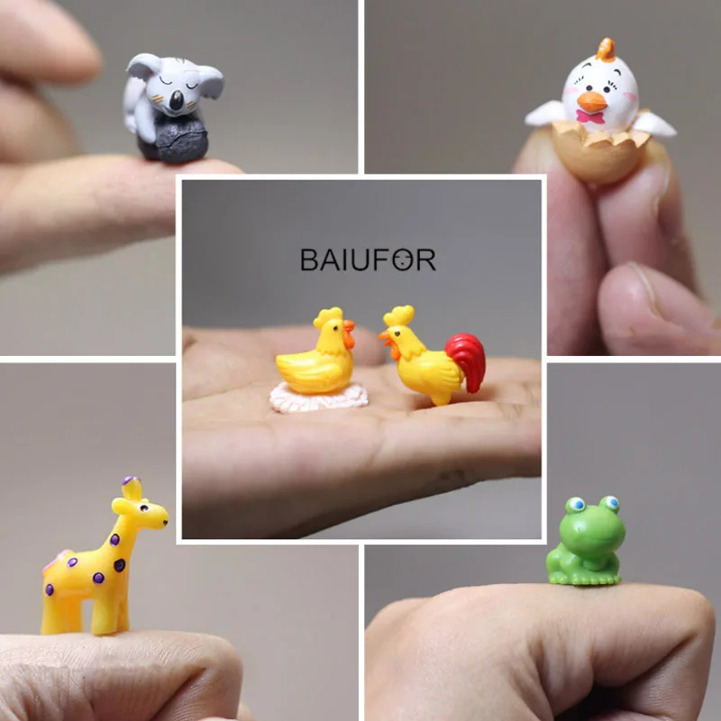 

BAIUFOR Animal Miniature Terrarium Accessories Fairy Garden Figurines Doll House Decor Mini Sheep Rabbit Deer Frog Hedgehog Pig