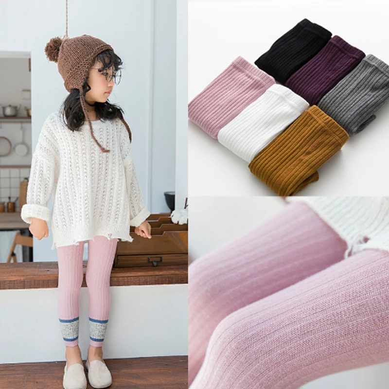 

Baby Girl Leggings Cotton Knitted Baby Pants Ankle-length Flexible Warmer Kids Pants Spring Autumn Children Clothes
