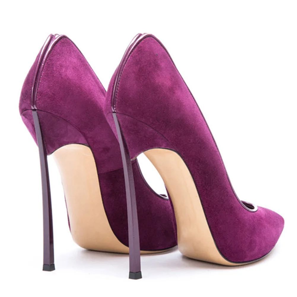 

2018 Sexy High Heels Shoes Woman Metals Thin Heels Ladies' Shoes Fashion Suede Pointed Toe Brand Women Shoes Zapatos Mujer Pumps