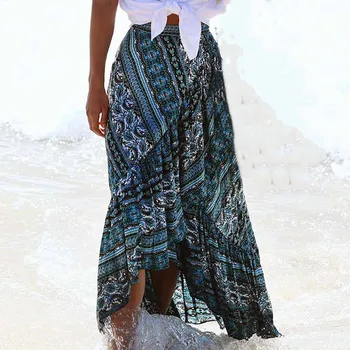 

Womens Floral Print Bohemia Magic Maxi Skirt Boho Hippie 2019 Summer Beach Asymmetrical Wrap Long Skirt Straps New W3
