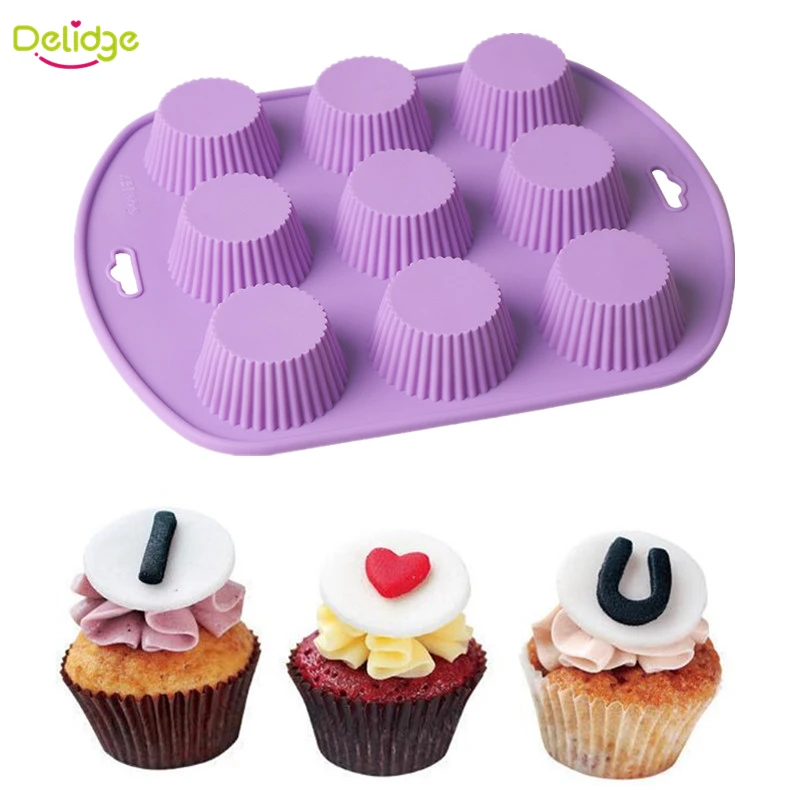 

Delidge 1 pc 9 Holes Muffin Cake Mold Silicone Cake Mold 3D Handmade Cupcake Jelly Pudding Cookie Mini Muffin Cupcake Mold