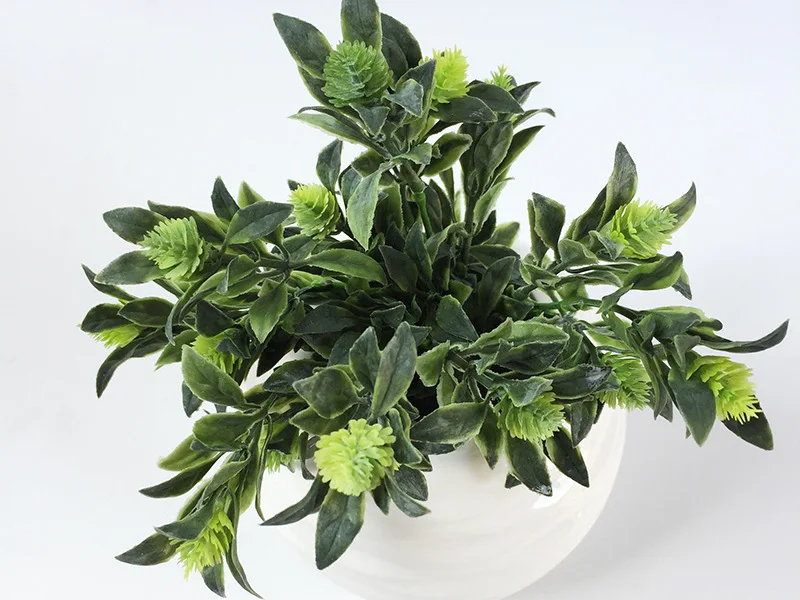 5 стебли искусственные листья растений зелени Пластиковая Зеленая Трава стены искусственный цветок для свадьбы Главная Таблица магазин Сад Открытый декоры DIY