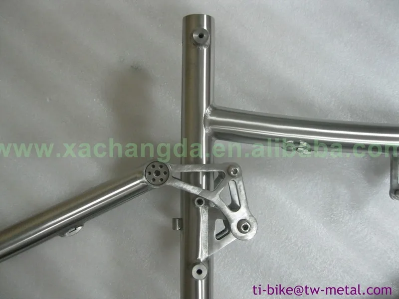 Clearance Bicycle Frame Suspension Titanium High Quality Titanium Full Suspension Bicycle Frames with Hand Brush Finished China Bike Frame 16