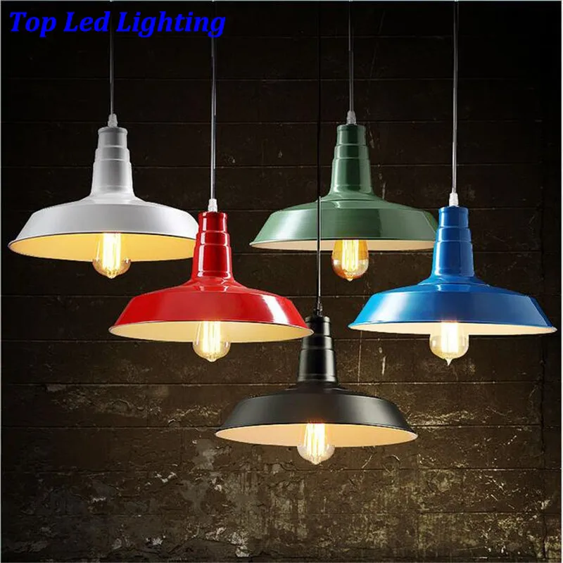 

Vintage Loft Many Colors Aluminum Led E27 Pendant Light for Restaurant Bar Dining Room AC 80-265V 1215
