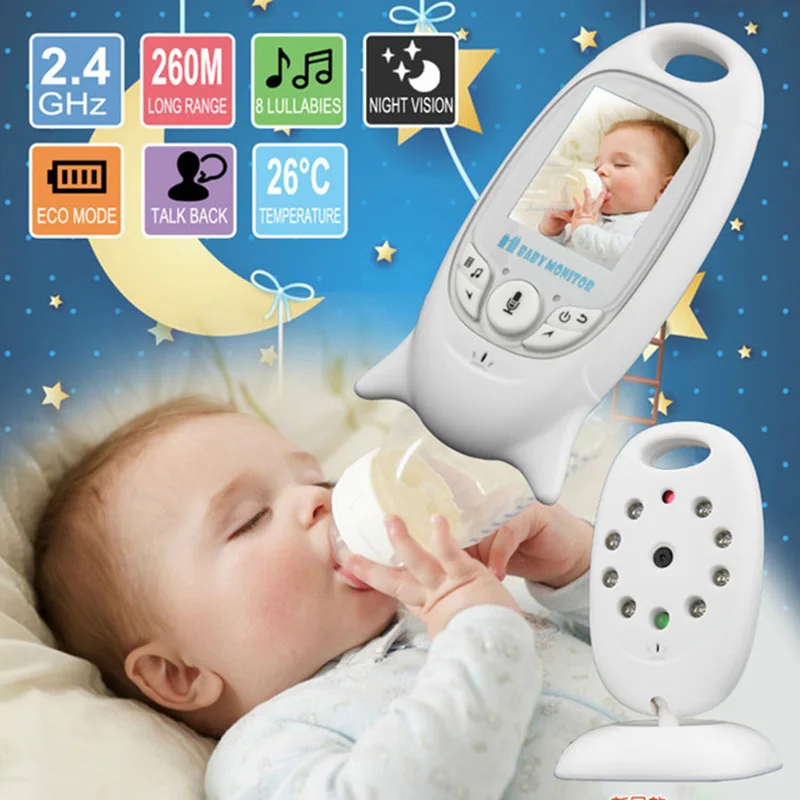 Беспроводной видео монитор для сна ребенка 2,0 дюймов Цветная камера безопасности 2 способа разговора ночного видения ИК Светодиодный контроль температуры