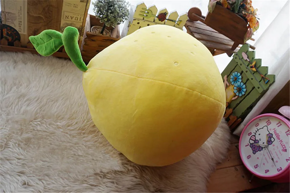 Fancytrader Cute Lemon Plush Toys Doll Round Shaped Fruits Yellow Lemon Pillow Cushion 40cm Kids Present6