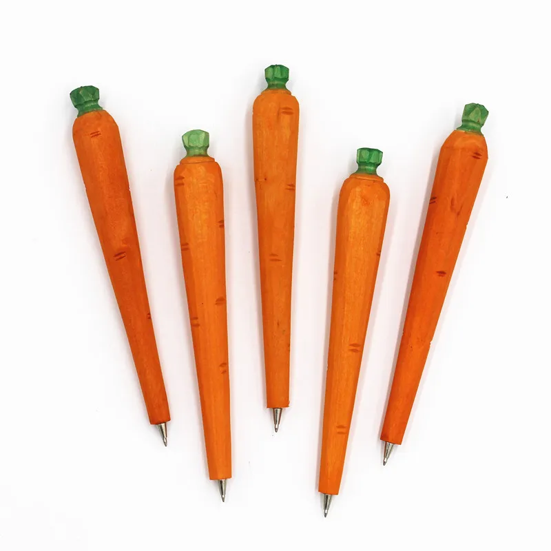 

Coloffice Creative Handmade Wood Carving Forest Vegetable Plants Carrot Ballpoint Pen Office Stationery School Writing Supplies