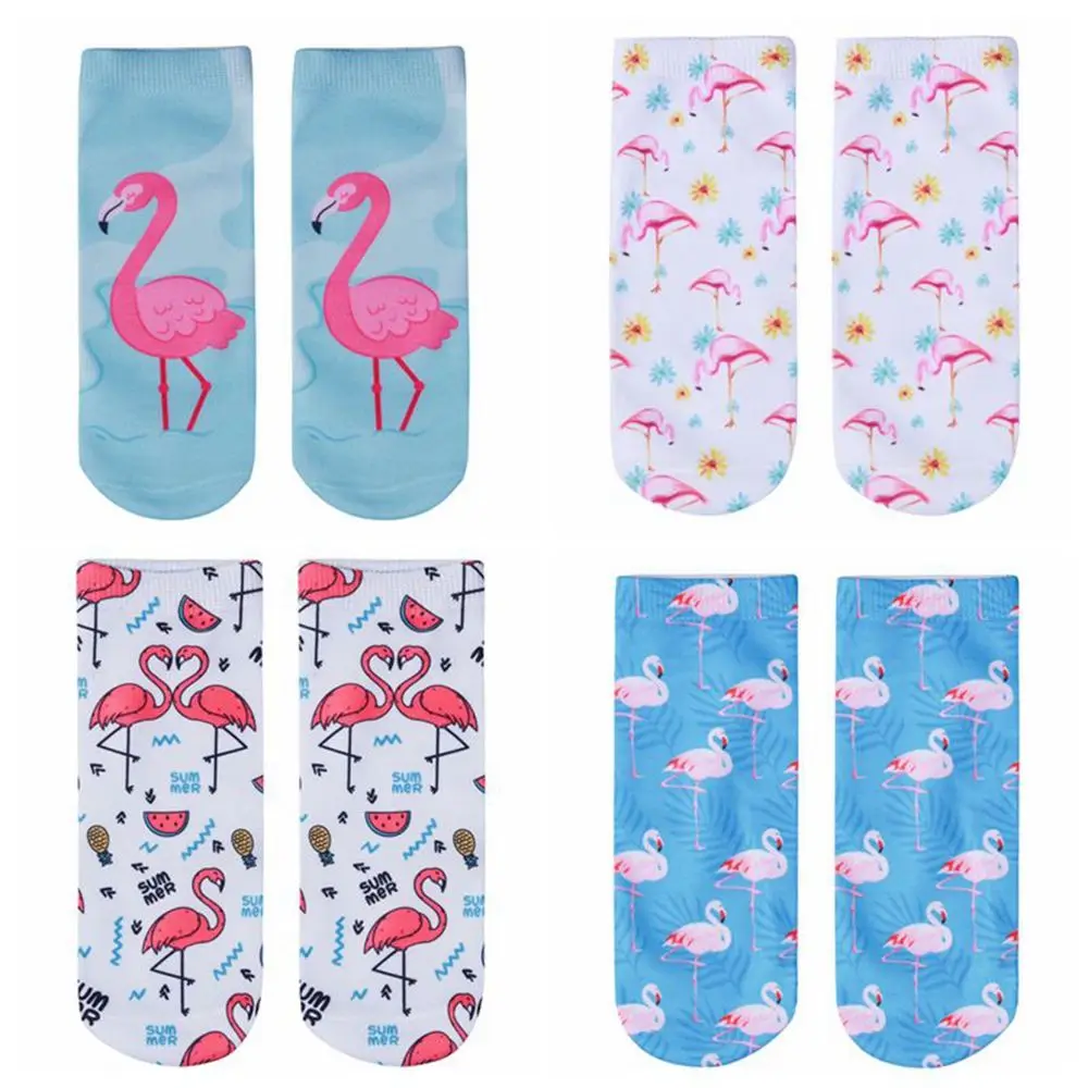 Short Women’s Socks with Pink Flamingo Print