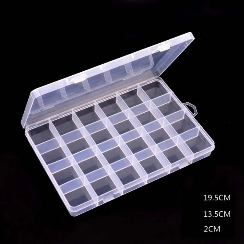 

24 grid Empty Plastic Storage Box ail Art Rhinestone Jewelry Storage Beads Display Container Case Accessories Nail Tool Clear