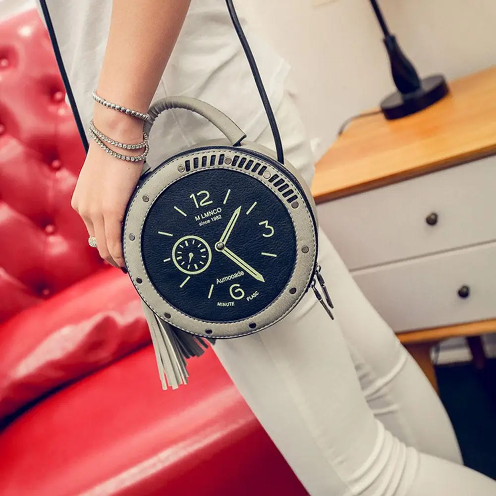 خمر شرابات سستة النساء حقيبة كتف ساعة مستديرة Crossbody حقائب للنساء خمر شرابات سستة النساء حقيبة كتف ساعة مستديرة Crossbody حقائب للنساء