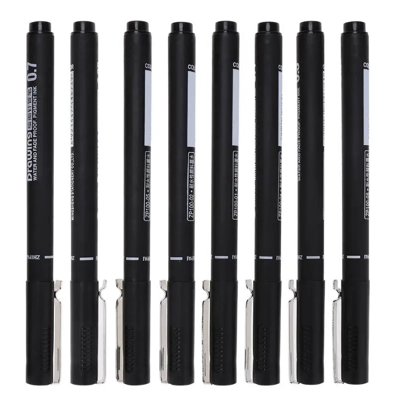 

8Pcs/set Black Ink Signing Pen Fluent Refill Writing Gel Pen Neutral Canetas Stationery Papelaria School Office Supply