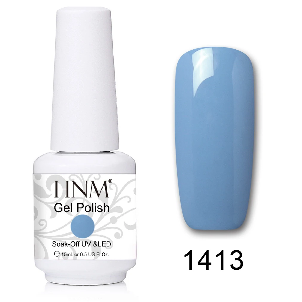 HNM 241 Colors 15ml Pure Glitter UV Gel Nail Polish Soak Off Primer LED Lamp GelLak Hybrid Varnish For Nails Art Enamel Lacquer - Цвет: 1413