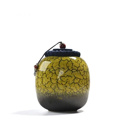 PINNY Высококачественная маленькая печь керамическая банка в китайском стиле чайная канистра Ретро закупориваемая банка ручная работа чайная церемония аксессуары - Цвет: Цвет: желтый
