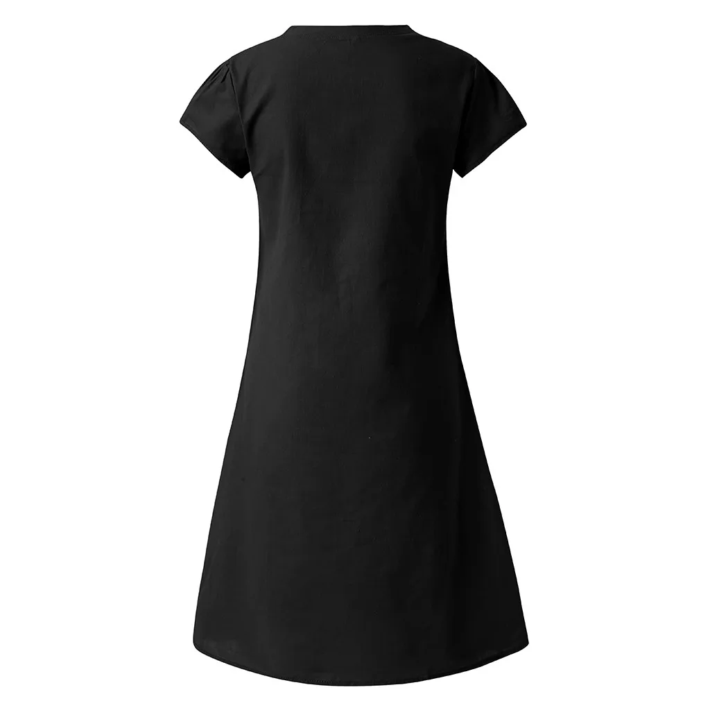 JAYCOSIN Spring New Casual V-Neck Cotton and Linen Dress Women Summer Style Cotton Casual Plus Size Ladies Dress 2020