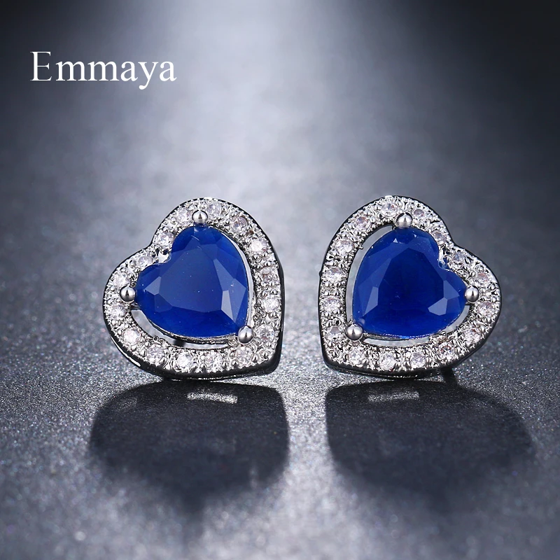 Серьги гвоздики Emmaya в форме сердца женские милые украшения из белого золота