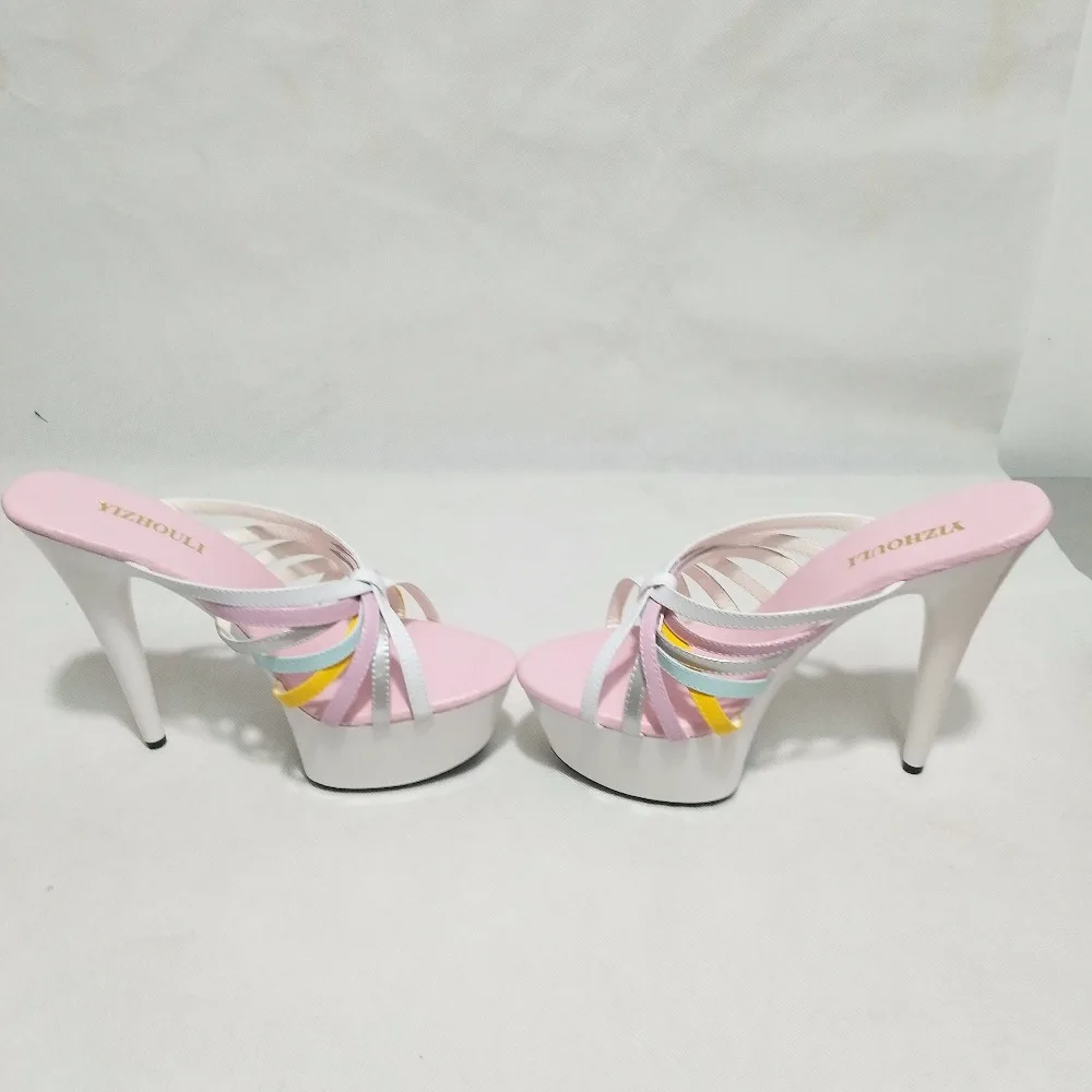 Atractivos De Las 15 Cabeza Zapatos Stilettos Moda Pies Talón Rosado Sandalias Redonda Cm Mujeres fwfBq1S