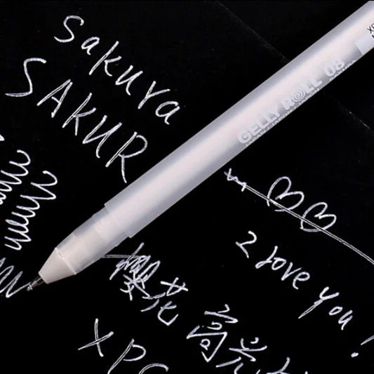 Сакура Белое золото гелевый рулон на водной основе 0,7 мм XPGB#50 гелевая ручка Сделано в Японии - Цвет: WHITE