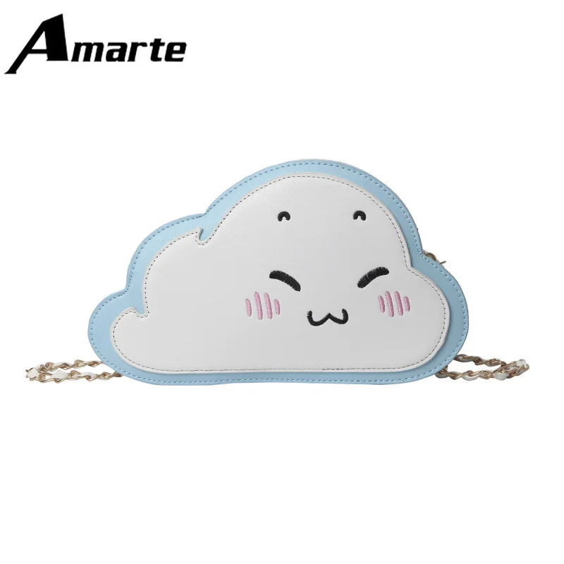 

2019 Amarte New Cute Cloud Handbags Fashion Popular Chain Messenger Bag PU Wild Shopping Beach Mobile Phone Bags bolso mujer