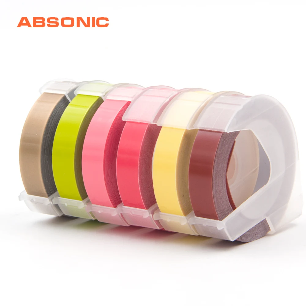 Absonic 2PCS 16 Color 9mm Dymo 3D Plastic Embossing Tape for Embossing