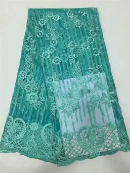 

2017 Blue African Tulle Lace fabric for party dress.,high quality net mesh lace fabric Embroidered lace fabric DP08-2