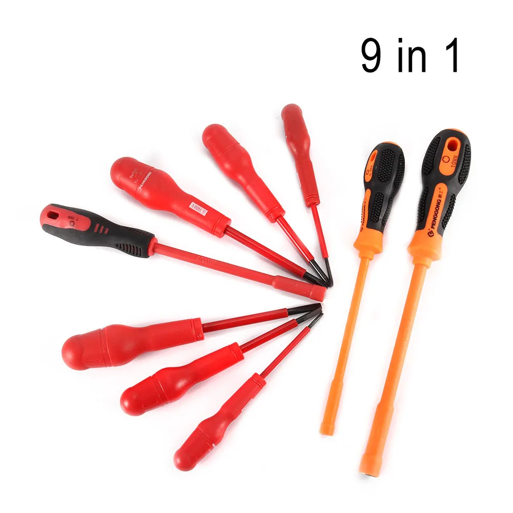 

9 Pcs/Set Insulated Screwdriver Kit Multifunctional Electrician Precision Insulation Repair Tools _WK