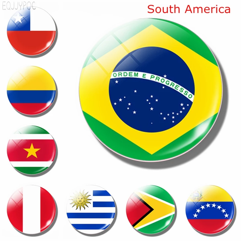Bandeira Nacional Da America Do Sul 30mm Imas De Geladeira De Vidro Brasil Colombia Peru Chile Equador Uruguai Geladeira Magnetica Adesivos Magnetic Refrigerator Home Decormagnetic Sticker Aliexpress