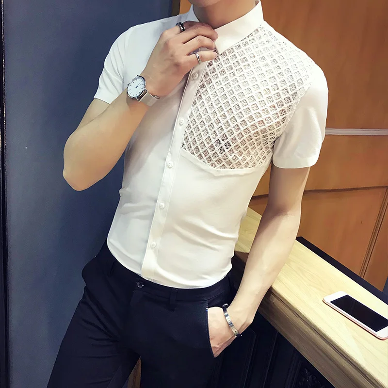 Aliexpress.com : Buy Top Quality 2018 Summer Tuxedo Shirt Men Slim Fit ...