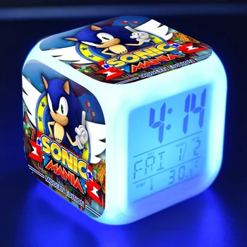 

The Hedgehog Boy action figures Toys for Children Movie Soni Brinquedos Time thermometer Led light Flashing Digital Alarm Clock