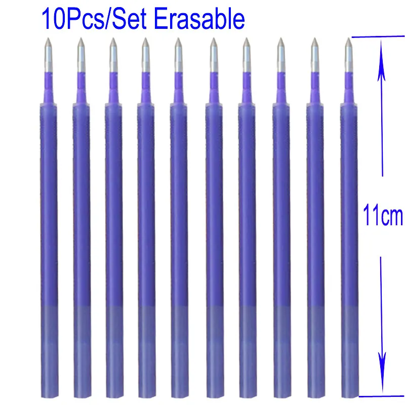 

10Pcs/Set 0.5mm Erasable Refill Magic Erasable Pen Refill Rods Office Gel Pen Refill Blue Stationery Writing Tools