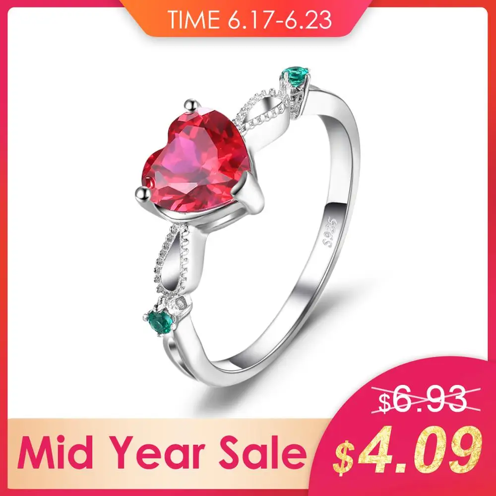 JewelryPalace Fashion 1.7ct Created Ruby 3 Stone Ring Real 925 Sterling
