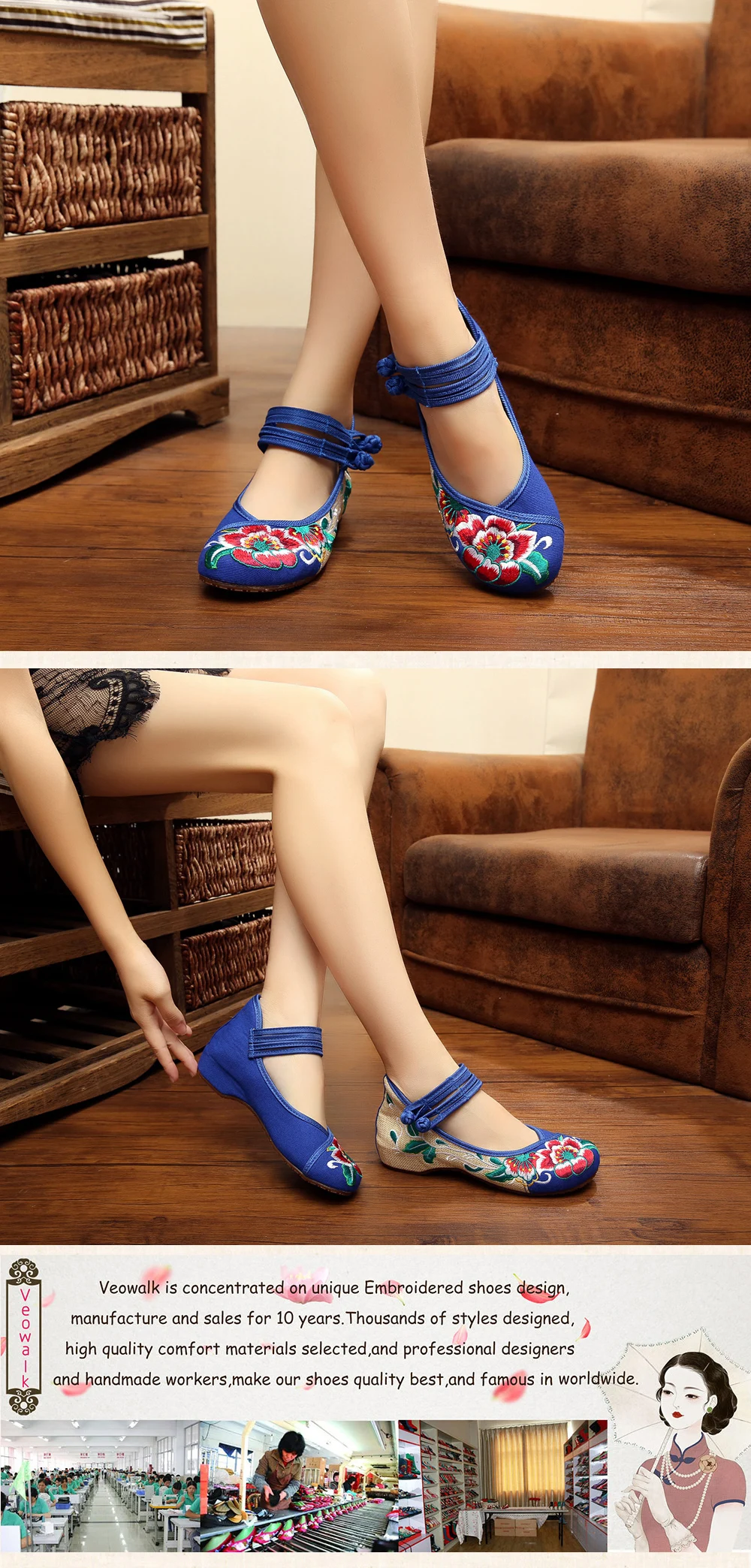 Veowalk/Весенняя женская Тканевая обувь ручной работы в стиле «Старый Пекин»; повседневная женская танцевальная обувь на плоской подошве с вышитыми цветами в китайском стиле; zapatos mujer