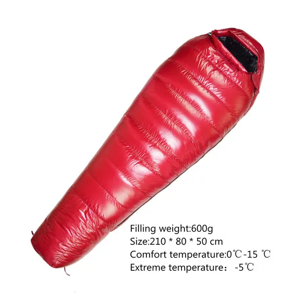 Winter Sleeping Bag Duck Down Filled 400g 600g 800g 1000g Ultralight Tent Sleeping Bag For Outdoor Camping Kiking Backpacking - Цвет: red black 600g