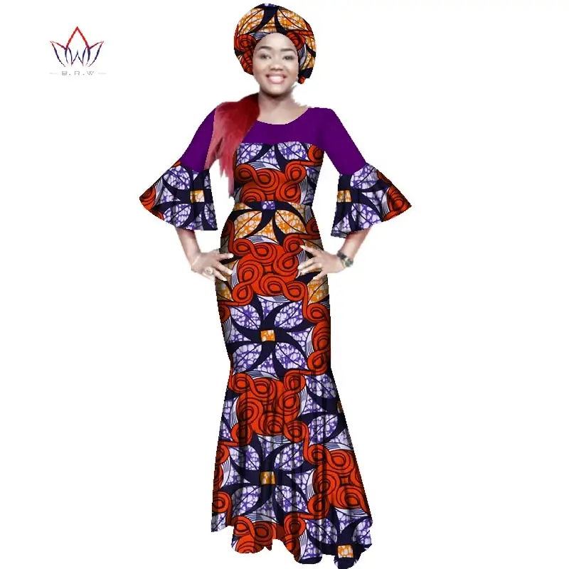 Африканские платья для женщин Базен riche стиль femme африканская одежда изящная леди принт воск размера плюс вечерние платье русалки WY2270