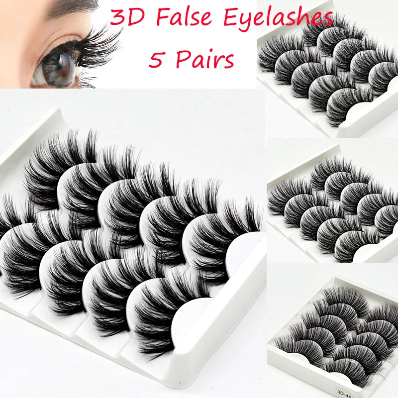 

5Pairs Mink Hair False Eyelashes Natural/Individual Thick Long Eye Lashes Wispy Makeup Beauty Extension Tools Wimpers Maquiagem