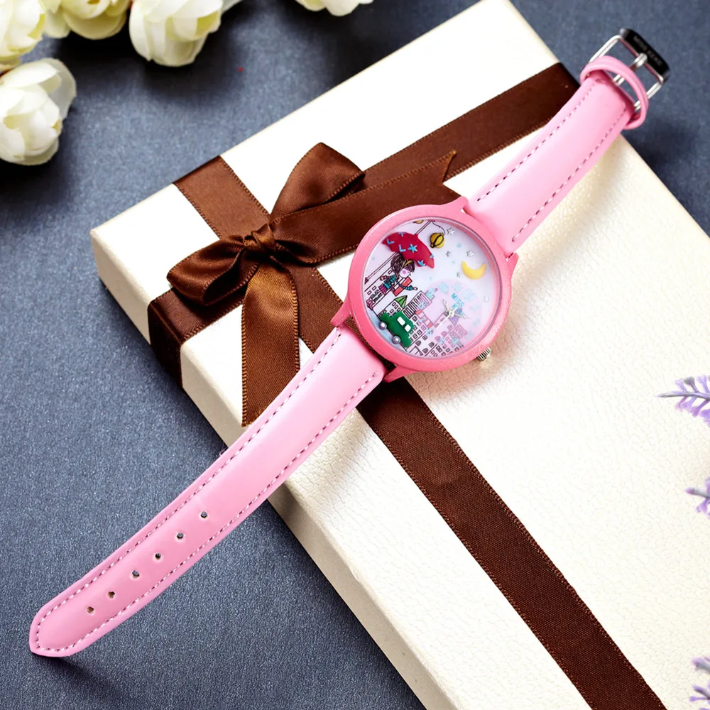 MISS KEKE cute clay 3D mini world City Young Pretty girl детские часы женские кожаные Наручные 103|wristwatch